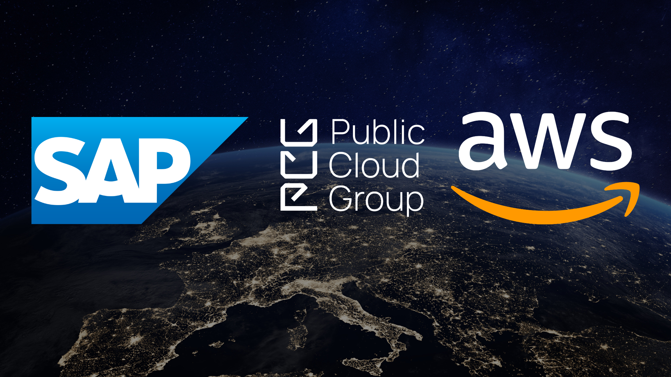 PCG, AWS und SAP Logo on ard background