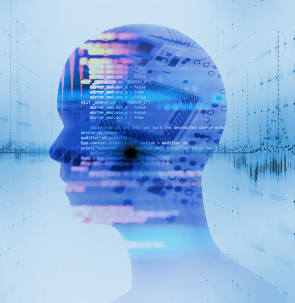 human head shape with data in it